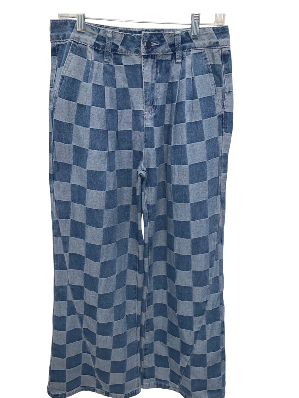 Groovy 70's Style Wide Leg
Checkered Jeans Size 6 Clown Pants Or Cool Hippie